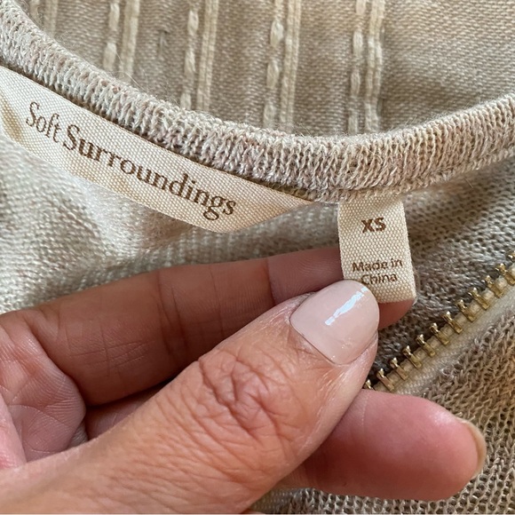 Soft Surroundings Valentina Zip Sweater Blouse Top Stone Women's Extra small - Picture 8 of 8